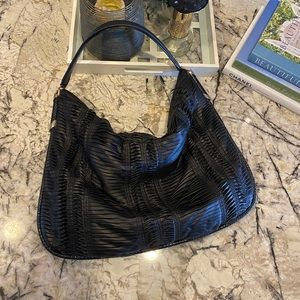 Jimmy Choo Black Leather Hobo Bag